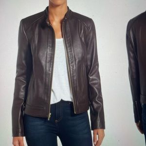 Cole Haan Leather Moto Jacket